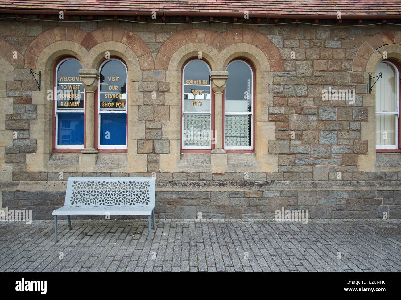 Sitzbank Minehead Bahnhof Stockfoto