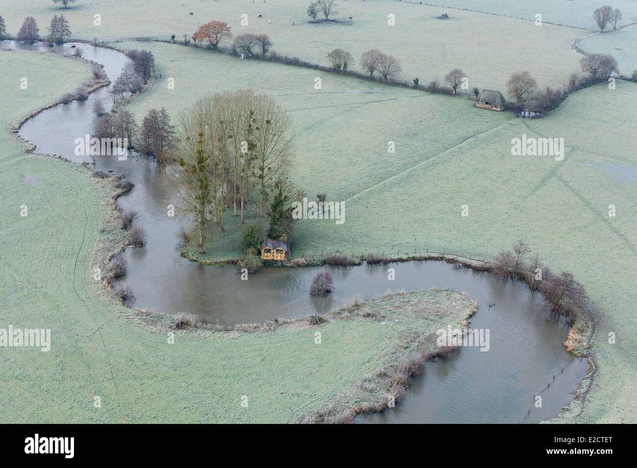 Frankreich Eure Corneville Sur Risle Fluss Risle (Luftbild) Stockfoto