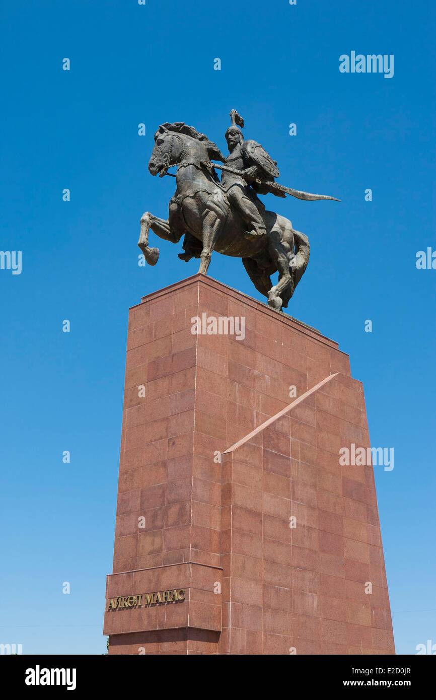 Kirgisistan Chuy Provinz Bischkek Statue des Manas auf Ala-Too-Platz Stockfoto