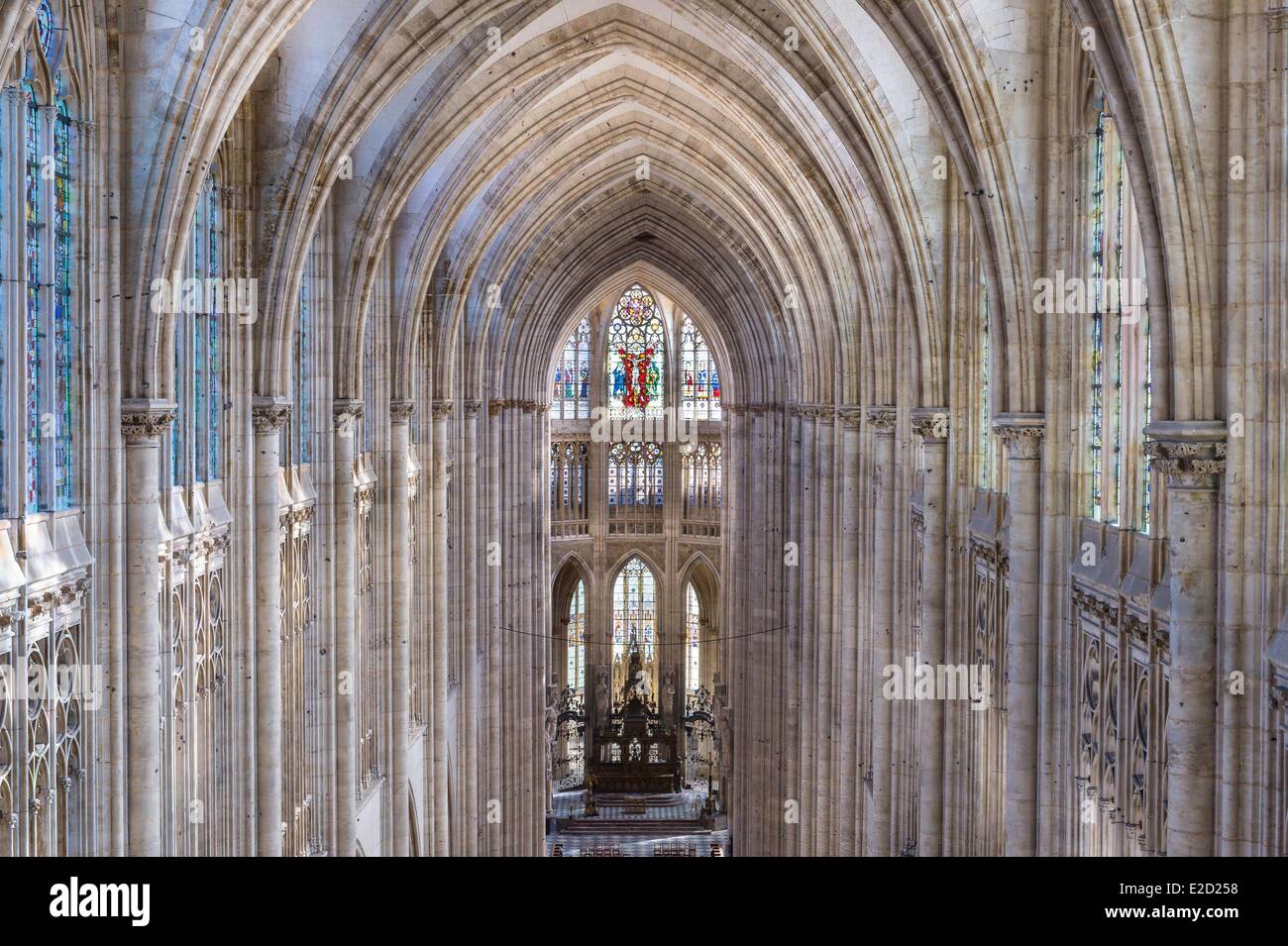 Frankreich Seine Maritime Rouen Abtei Saint-Ouen (12. bis 15. Jahrhundert) und spätgotischen Stil das Kirchenschiff Stockfoto