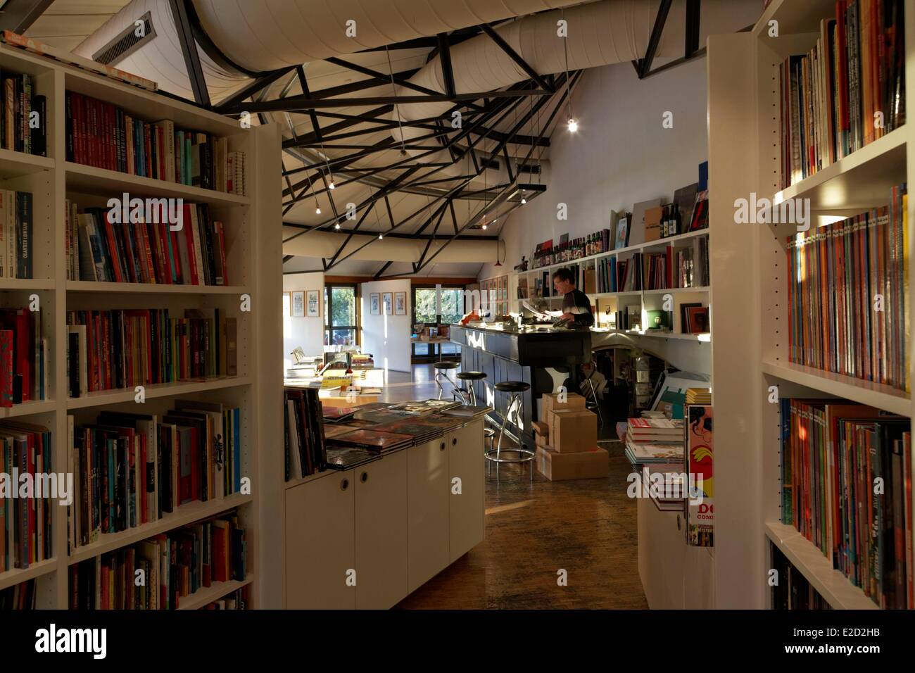 Schweiz Genf der Insel in der Brasserie des Halles Gebäude der Insel das Comic-Buch speichern Gras Papier Stockfoto