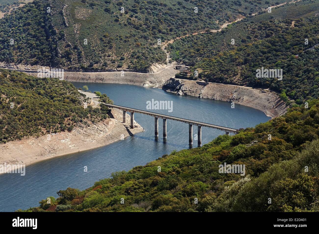 Spanien Extremadura Monfrague Nationalpark als Biosphärenreservat von der UNESCO im Jahr 2003 aufgeführt Tejo aus dem Schloss Stockfoto