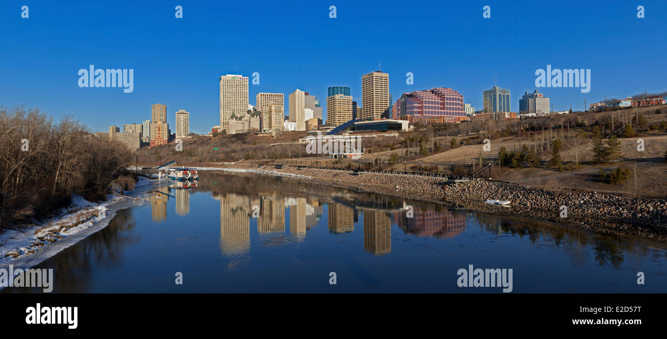 Kanada-Alberta-Edmonton Stadtzentrum und North Saskatchewan River Stockfoto