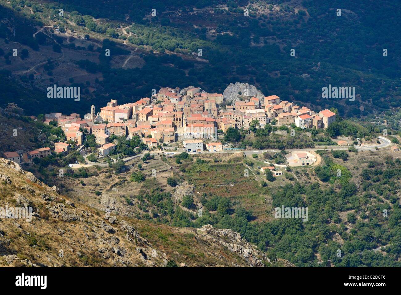 Frankreich, Haute Corse, Balagne, thront Dorf von Speloncato Stockfoto