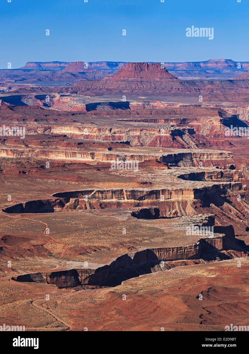 USA Utah Colorado Plateau Canyonlands National Park Insel im Stadtteil Sky Green River mit Blick auf den weißen Rand Stockfoto