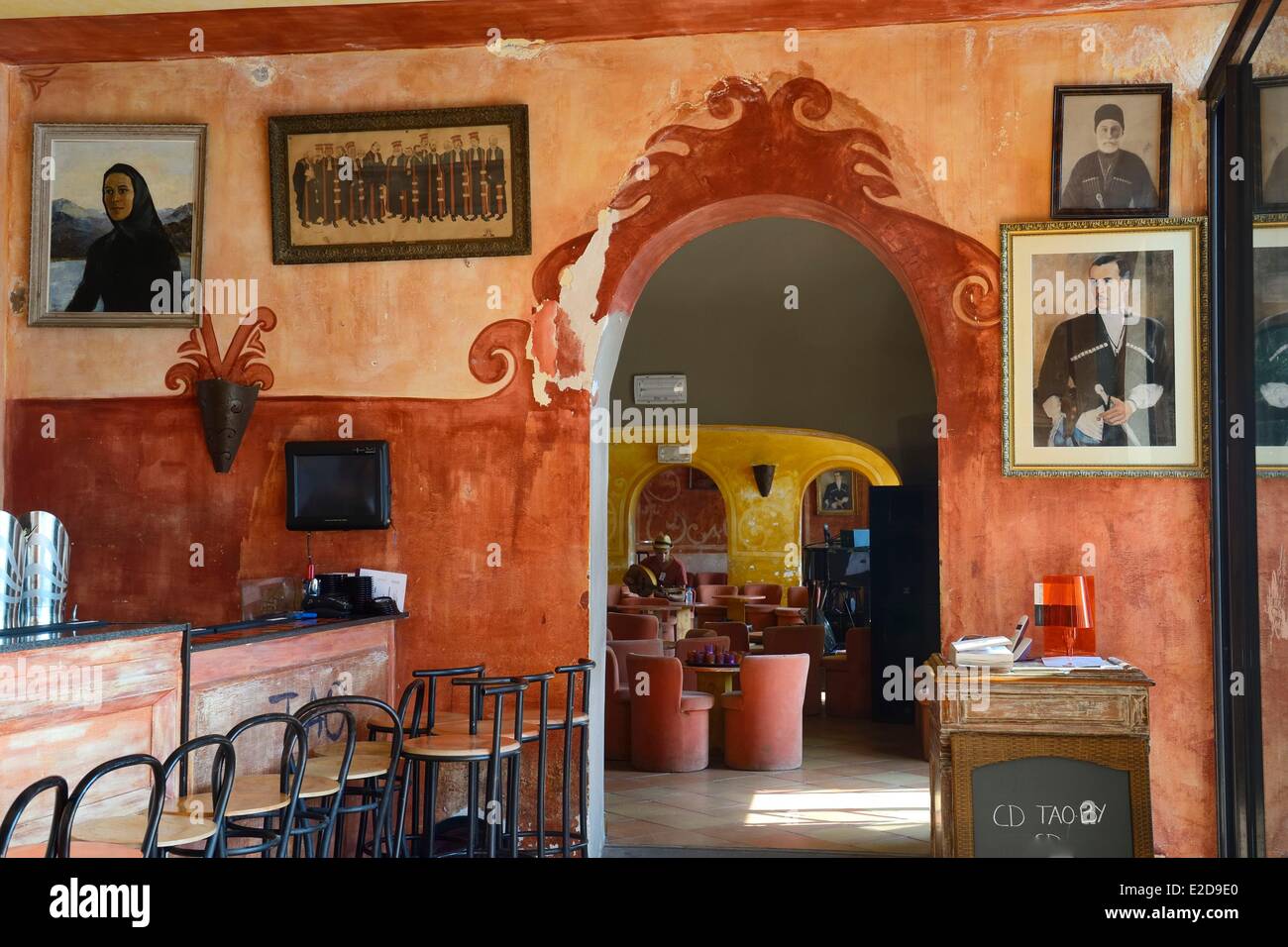 Frankreich, Haute Corse, Calvi, die Zitadelle, der ehemalige Palast der Bischöfe von Sagone umgewandelt in eine Bar (Chez Tao) Stockfoto