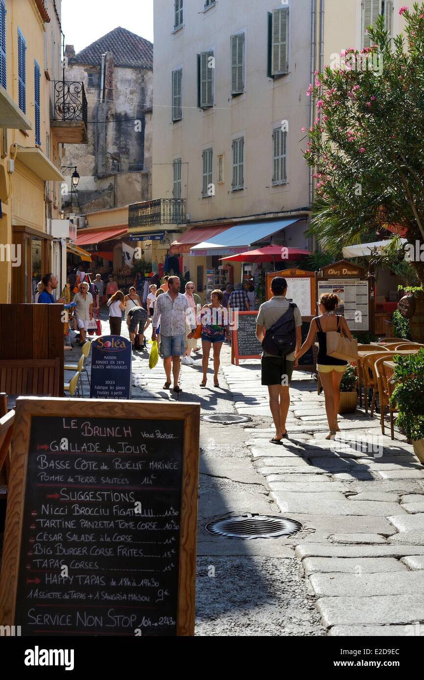 Frankreich, Haute Corse, Calvi, Rue Georges Clemenceau Stockfoto