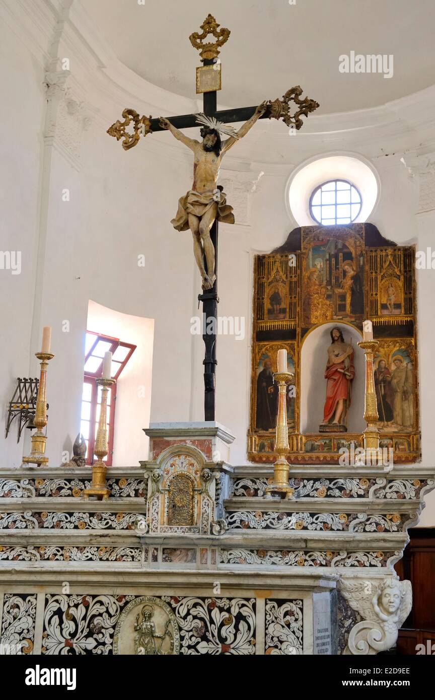 Frankreich, Haute Corse, Calvi, Zitadelle, Kathedrale St. Jean Baptiste, typische Altar der ligurischen Renaissance Stockfoto