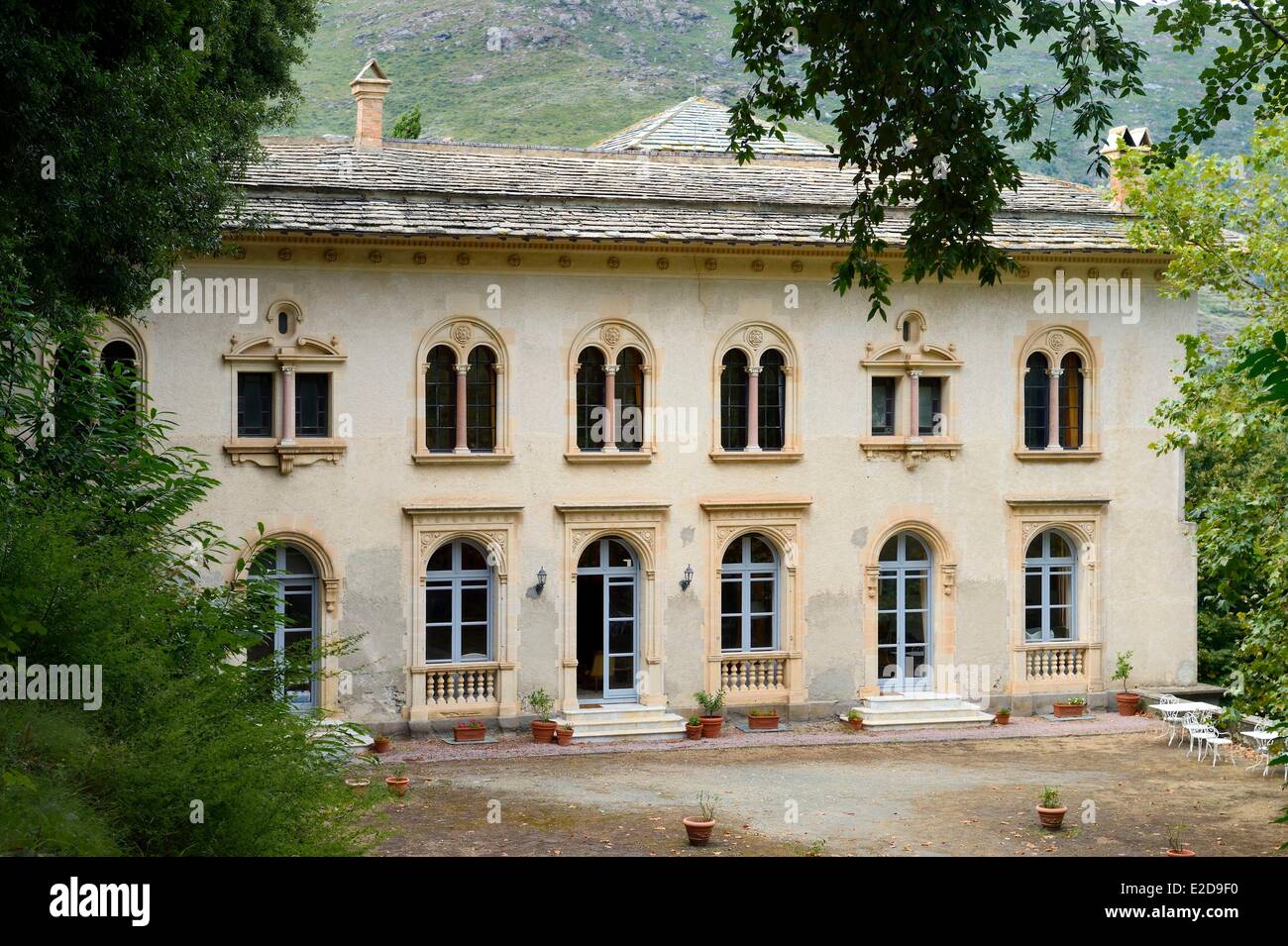 Frankreich, Haute Corse, Cap Corse, San Martino di Lota, das Schloss Cagninacci (Palazzi oder House of American) Stockfoto