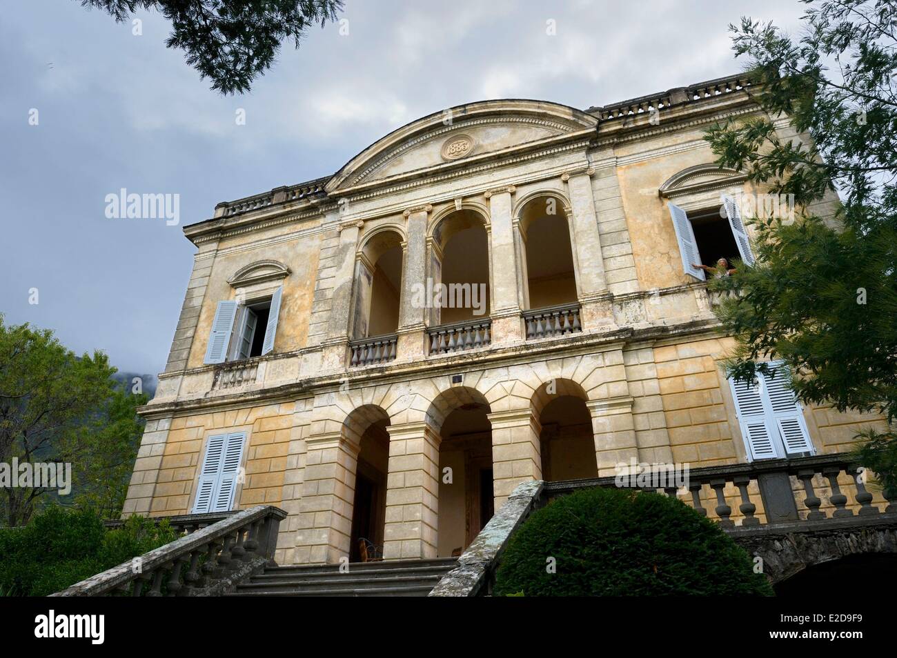 Frankreich, Haute Corse, Cap Corse, Sisco, die Villa Saint-Pierre (Palazzi oder House of American) deren Erstbesitzer sein Vermögen gemacht Stockfoto