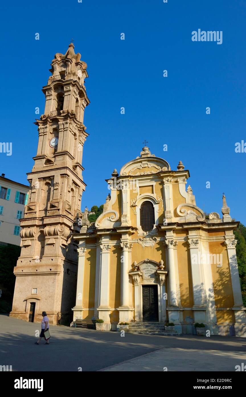 Frankreich, Haute Corse, Castagniccia, Dorf von La Porta, barocke Kirche des Heiligen Johannes des Täufers Stockfoto