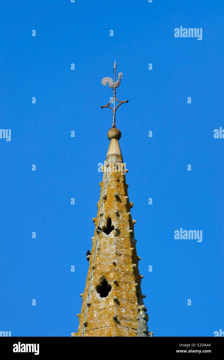 Frankreich, Finistere, Windfahne auf dem Glockenturm der Kirche Penmarch Stockfoto