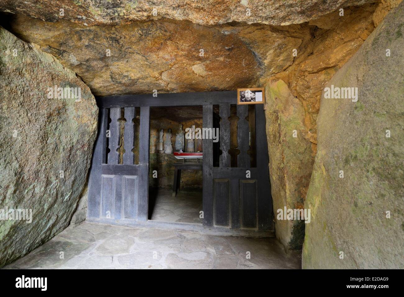 Frankreich Cotes d ' Armor die Siebenschläfer von Vieux Marche Chapelle des Sept Saints (die sieben Heiligen Kapelle) gewidmet. Stockfoto