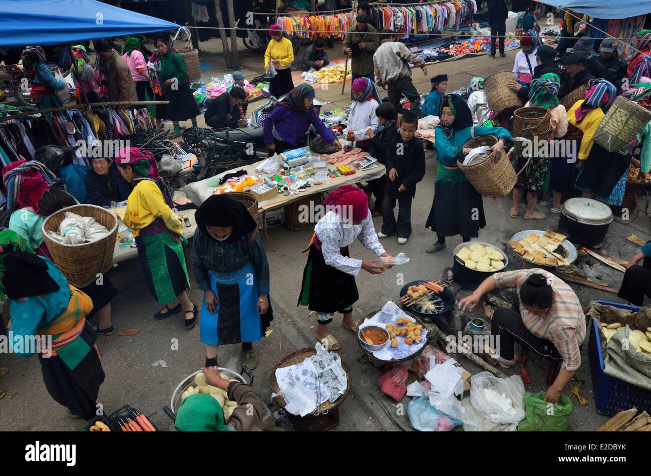 Vietnam Ha Giang Provinz Xa Phin Markt ethnische Minderheit der Black Hmong Stockfoto