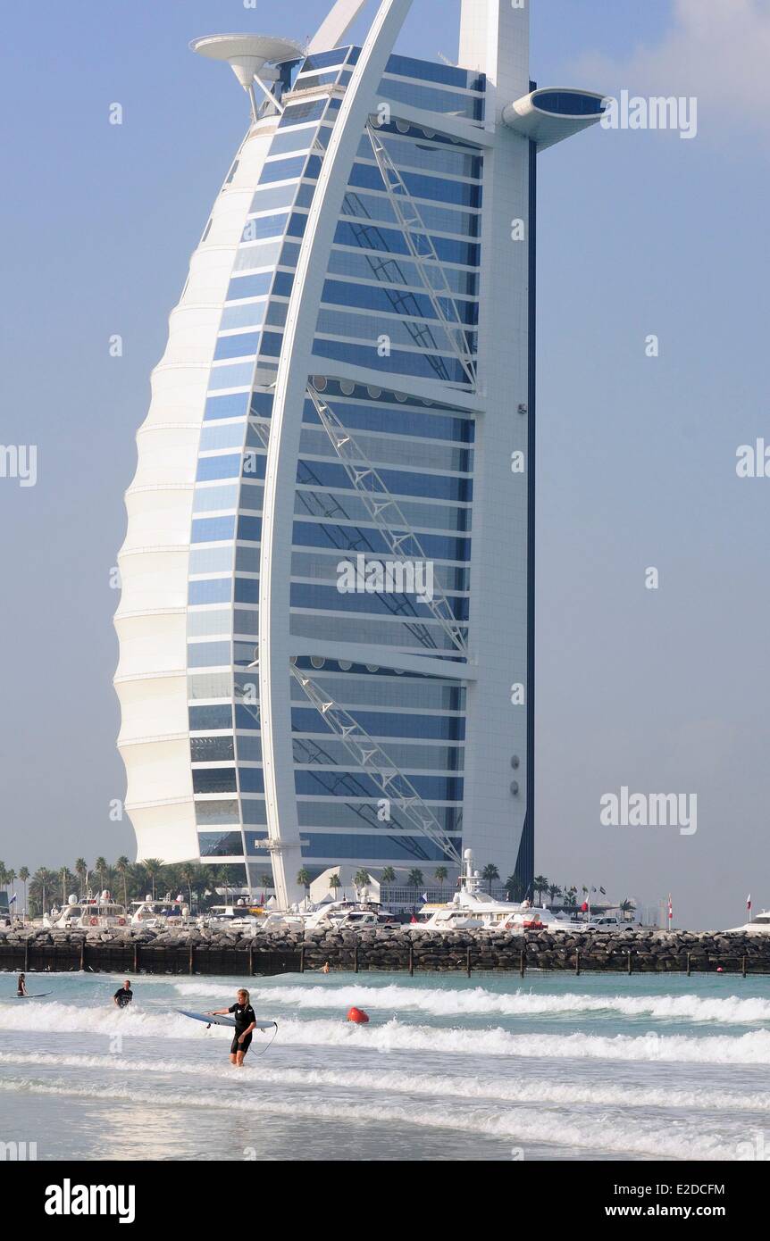 Vereinigte Arabische Emirate Dubai Bereich Jumeirah Burj al-Arab ist das luxuriöseste Hotel der Welt (selbsternannten sieben Stockfoto