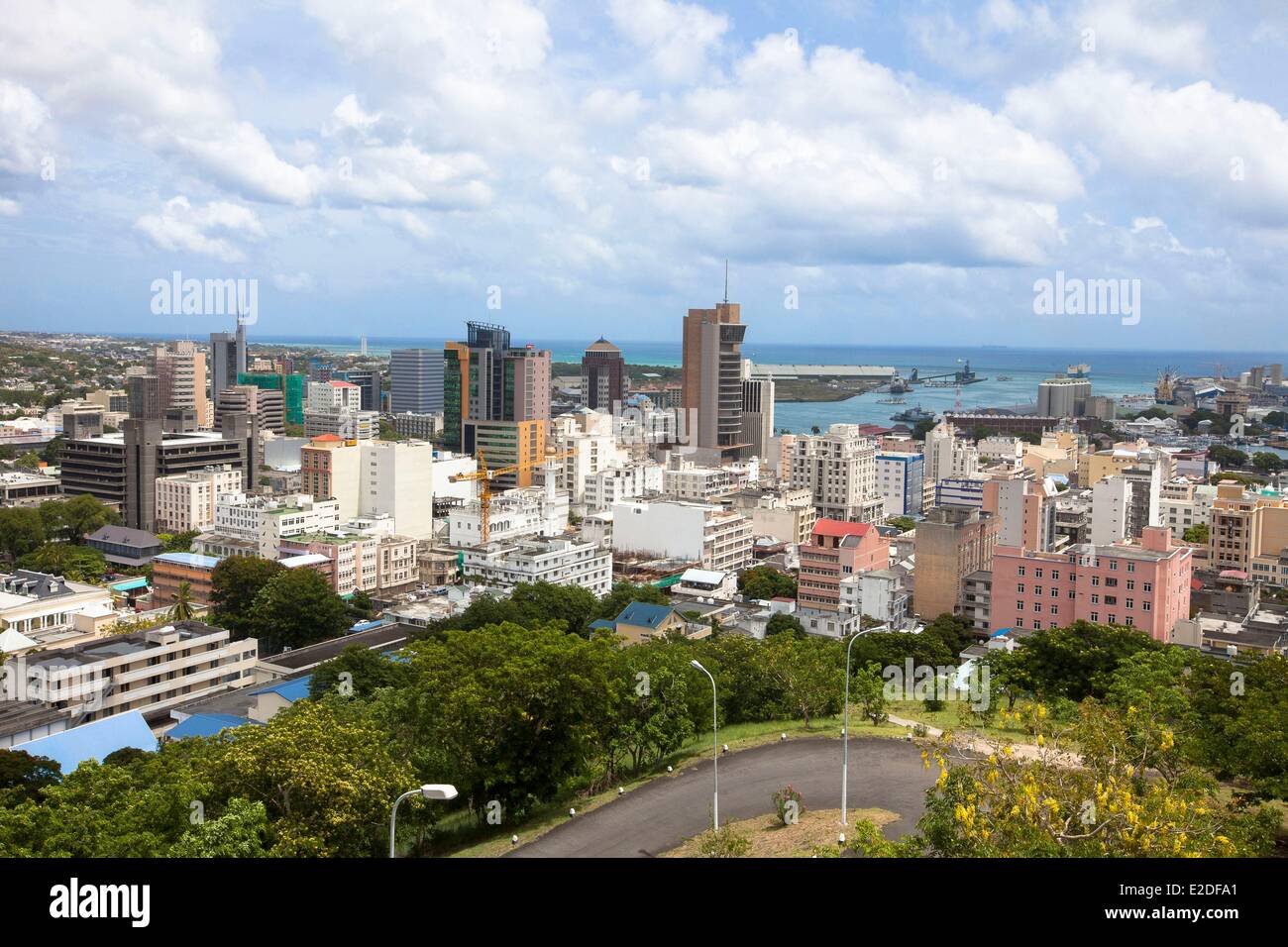 Mauritius, Port Louis, Blick auf die Stadt von Fort Adelaide, Morgendämmerung Stockfoto