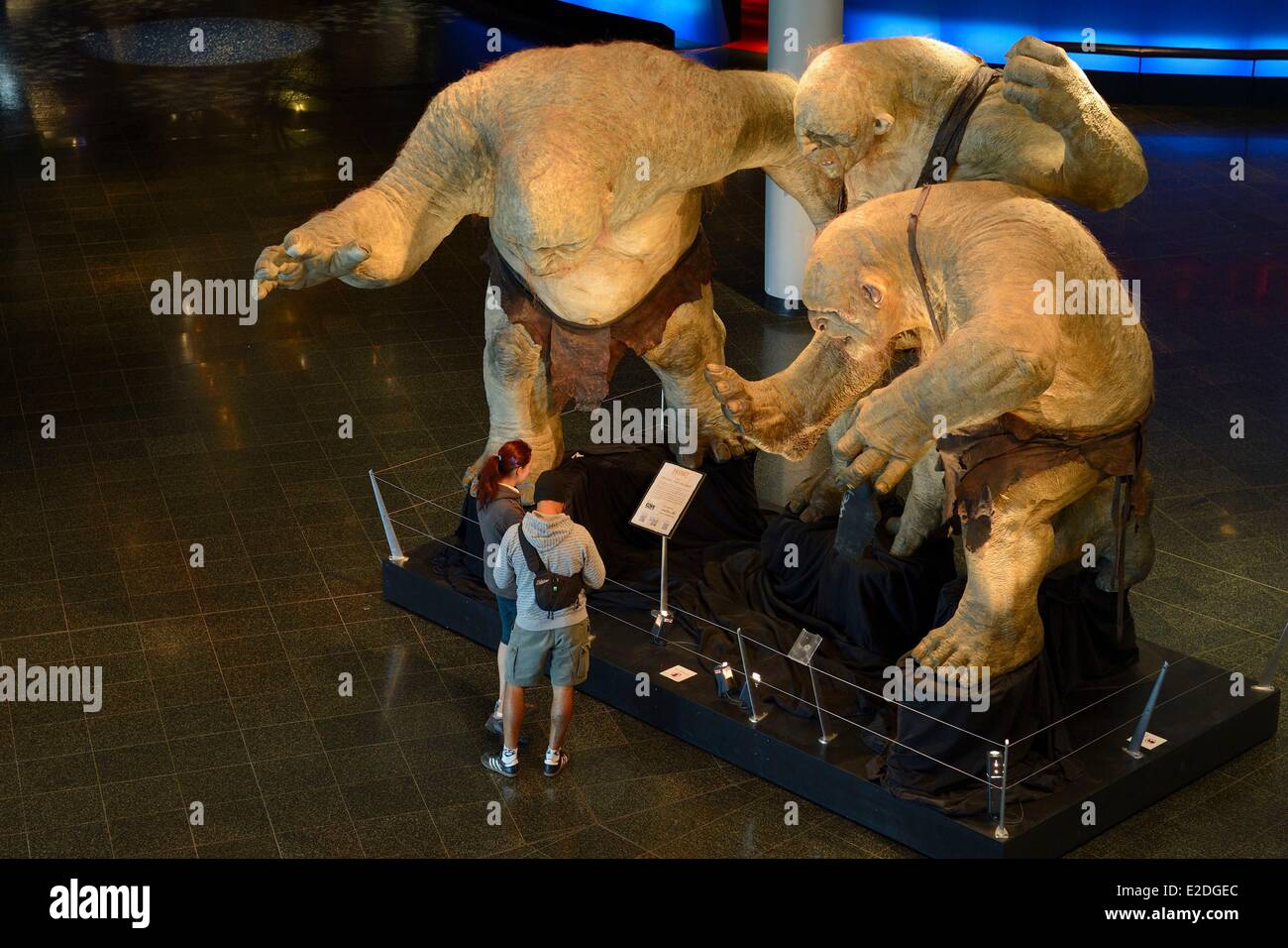 Neuseeland Nord Insel Wellington Te Papa Museum drei Trolle direkt aus der erste Teil des Films The Hobbit gemacht in Stockfoto