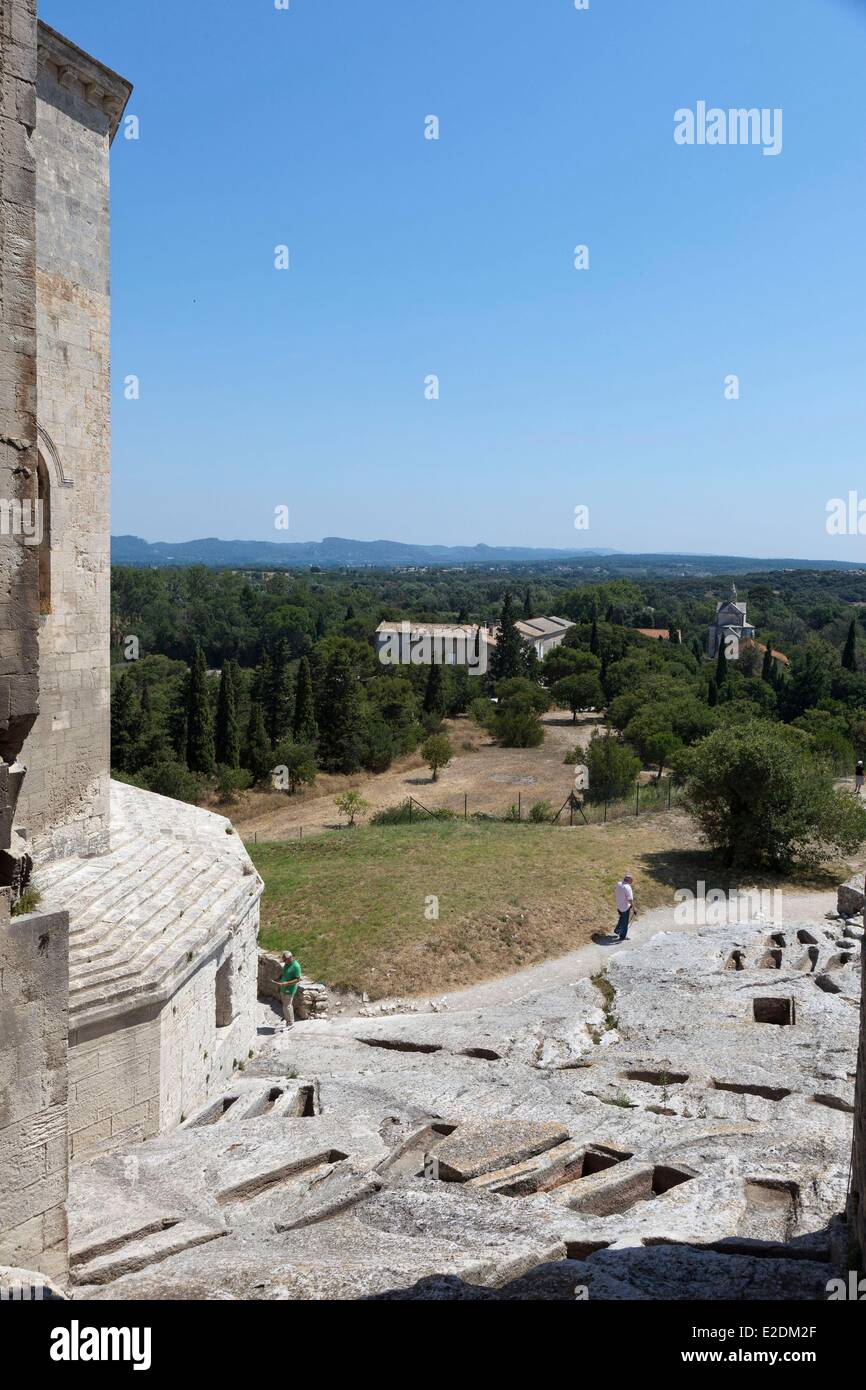 Montmajour Abbey, Alpilles-massiv, Bouches-du-Rhône, Frankreich Stockfoto