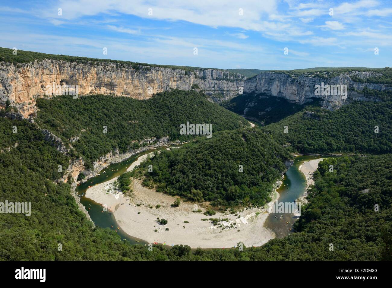 Frankreich-Ardeche-Gorges de l'Ardeche 30 km lang von Vallon Pont d ' Arc, Saint-Martin d'Ardeche Stockfoto