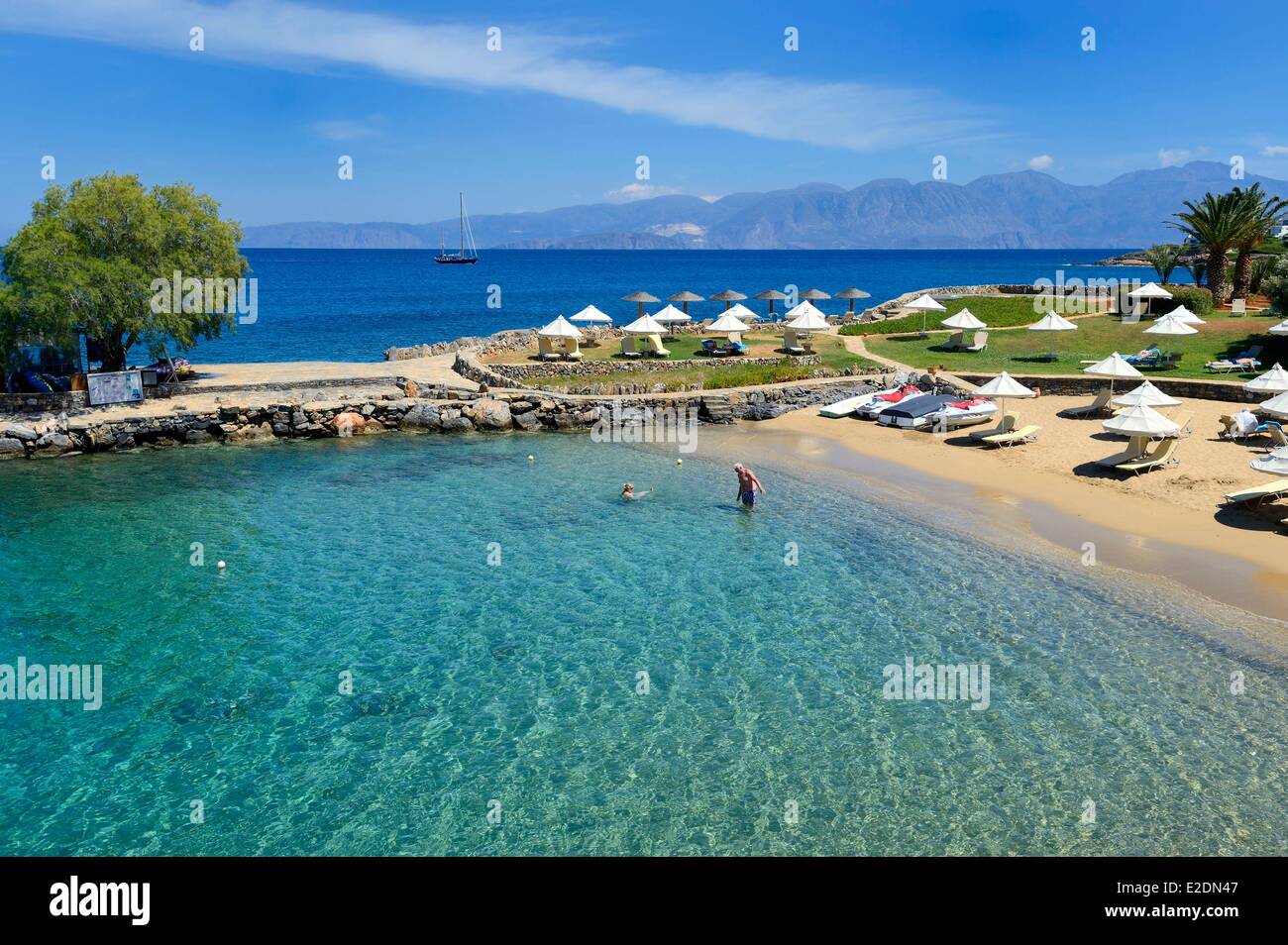 Griechenland Kreta Agios Nikolaos Region Elounda das Relais & Chateaux Elounda Mare Hotel Strand Stockfoto