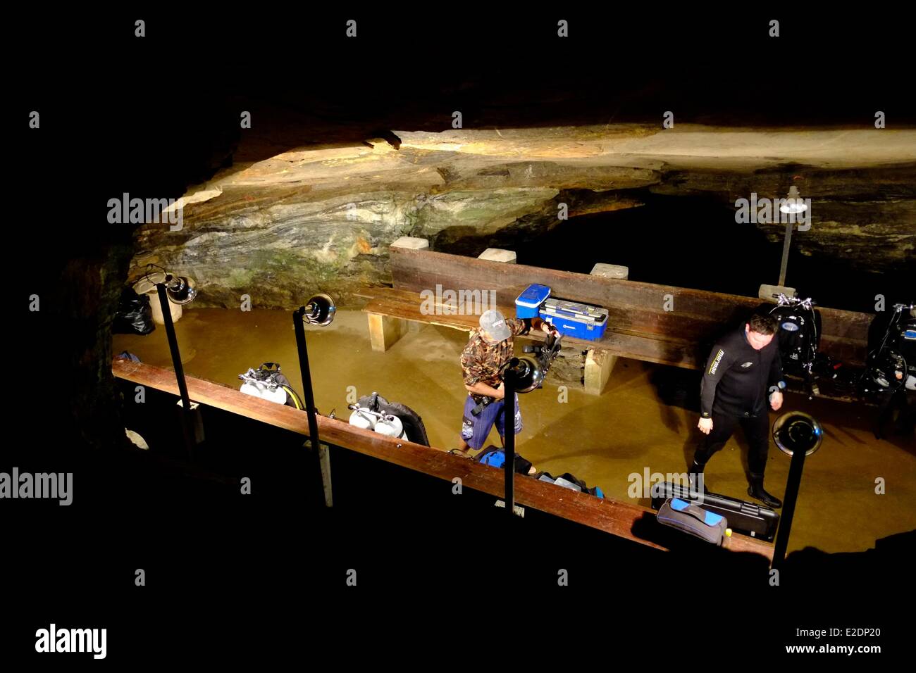 Brasilien Minas Gerais Zustand Mariana alten Passagem Goldmine welche Tätigkeit eingestellt in das 20. Jahrhundert Taucher wird vorbereitet Stockfoto