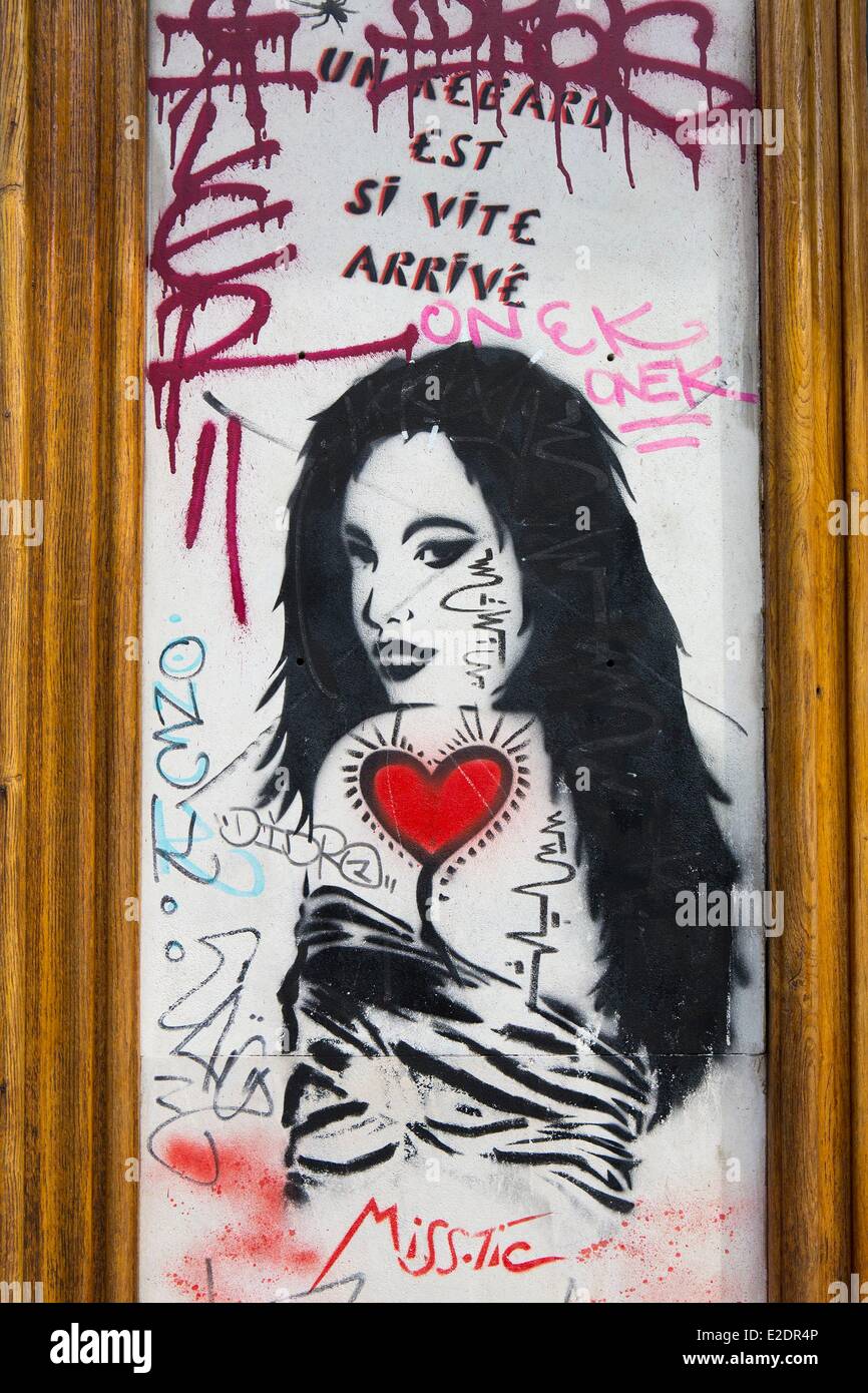 Frankreich Paris Butte Montmartre Straßenkunst auf der Fassade Stockfoto