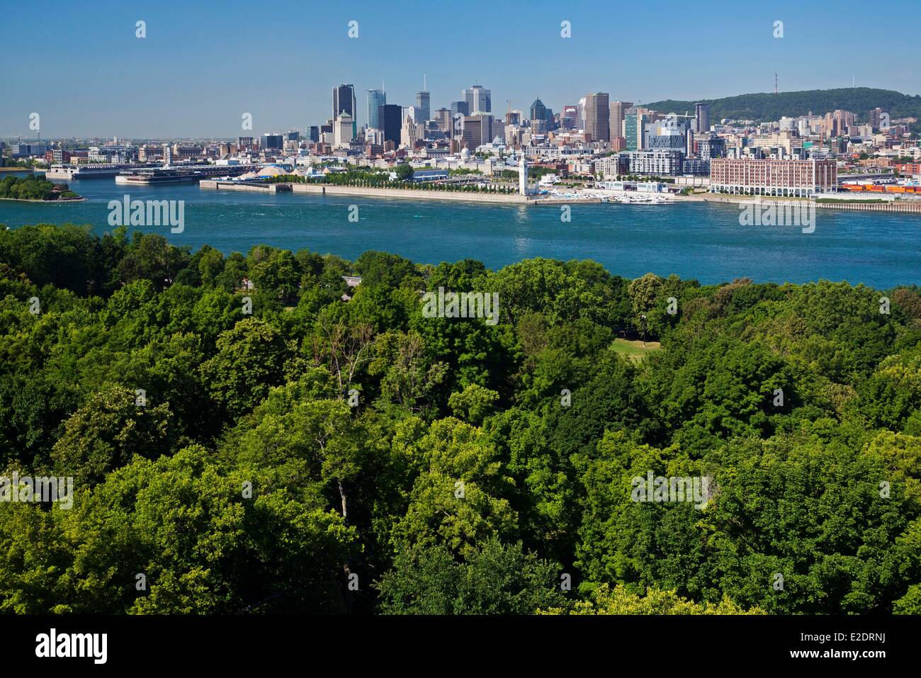 Provinz Kanada Quebec Montreal Panoramablick über die Stadt und die St.-Lorenz-Strom von der Insel St. Helena Stockfoto