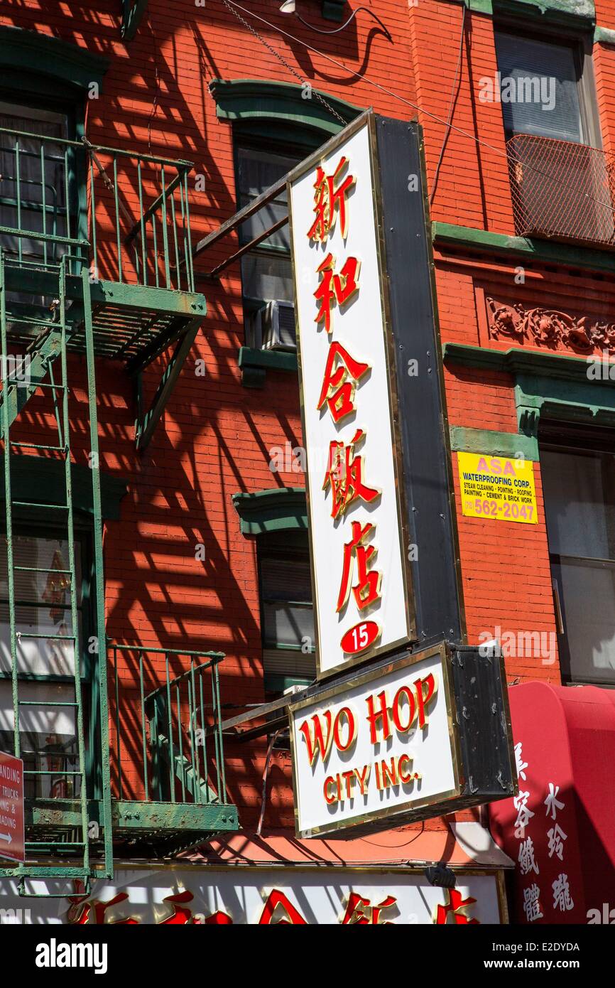 USA New York Zeichen in Chinatown Stockfoto