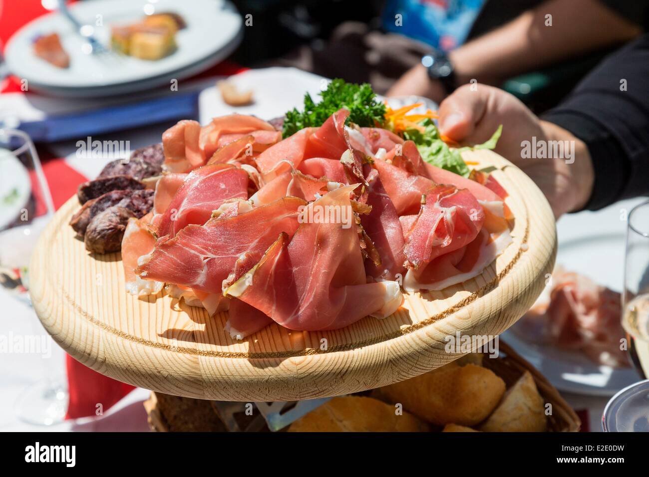 Italien-Val d'Aoste Courmayeur Pavillon du Mont Frety Restaurant Le Pavillon Stockfoto