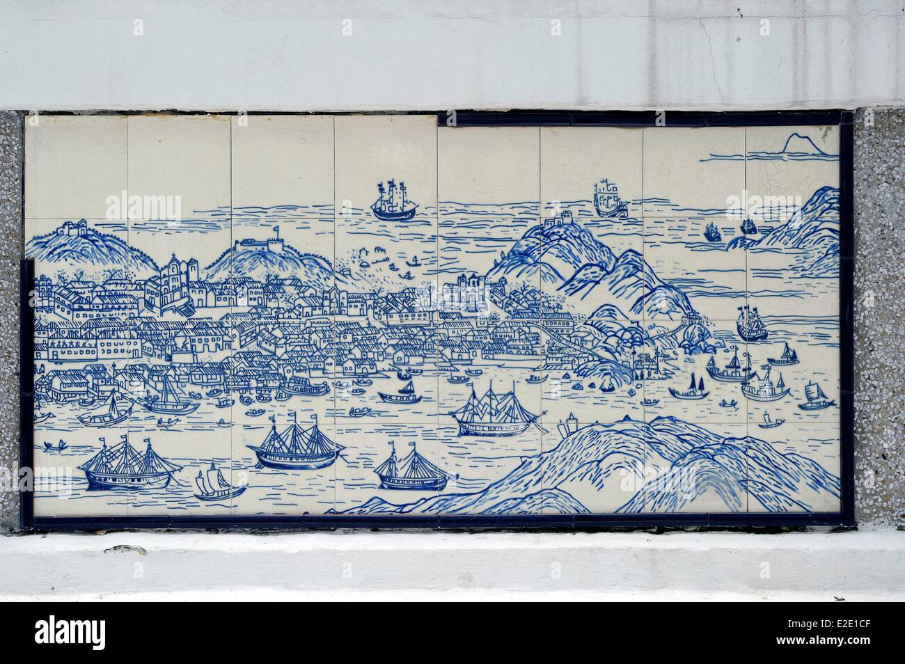 China Macau Altstadt Weltkulturerbe von UNESCO Leal Senado azulejos Stockfoto