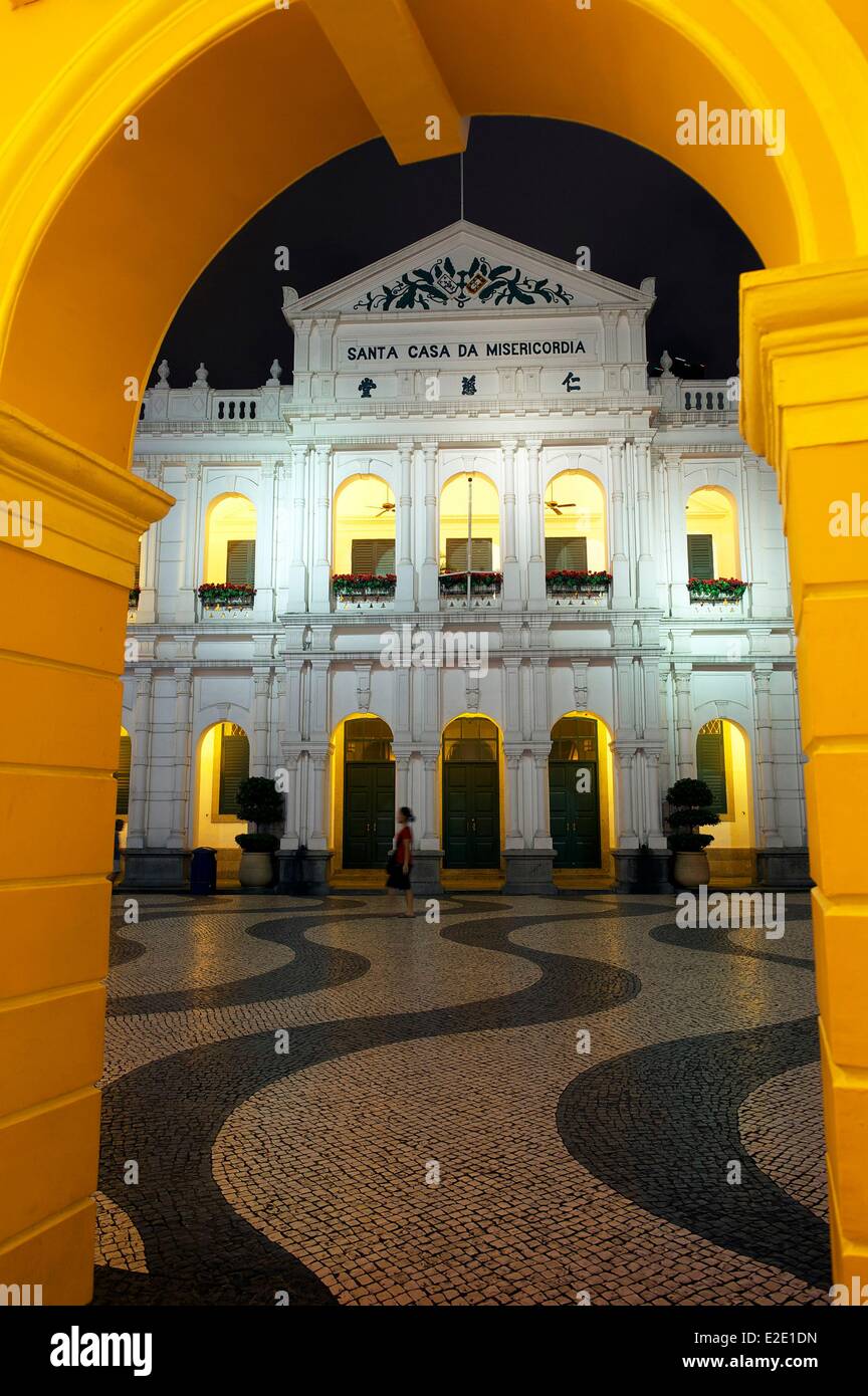 China Macau Altstadt als Weltkulturerbe der UNESCO Largo aufgelistet do Senado und Santa Casa de Misericordia Heilige Haus von Stockfoto