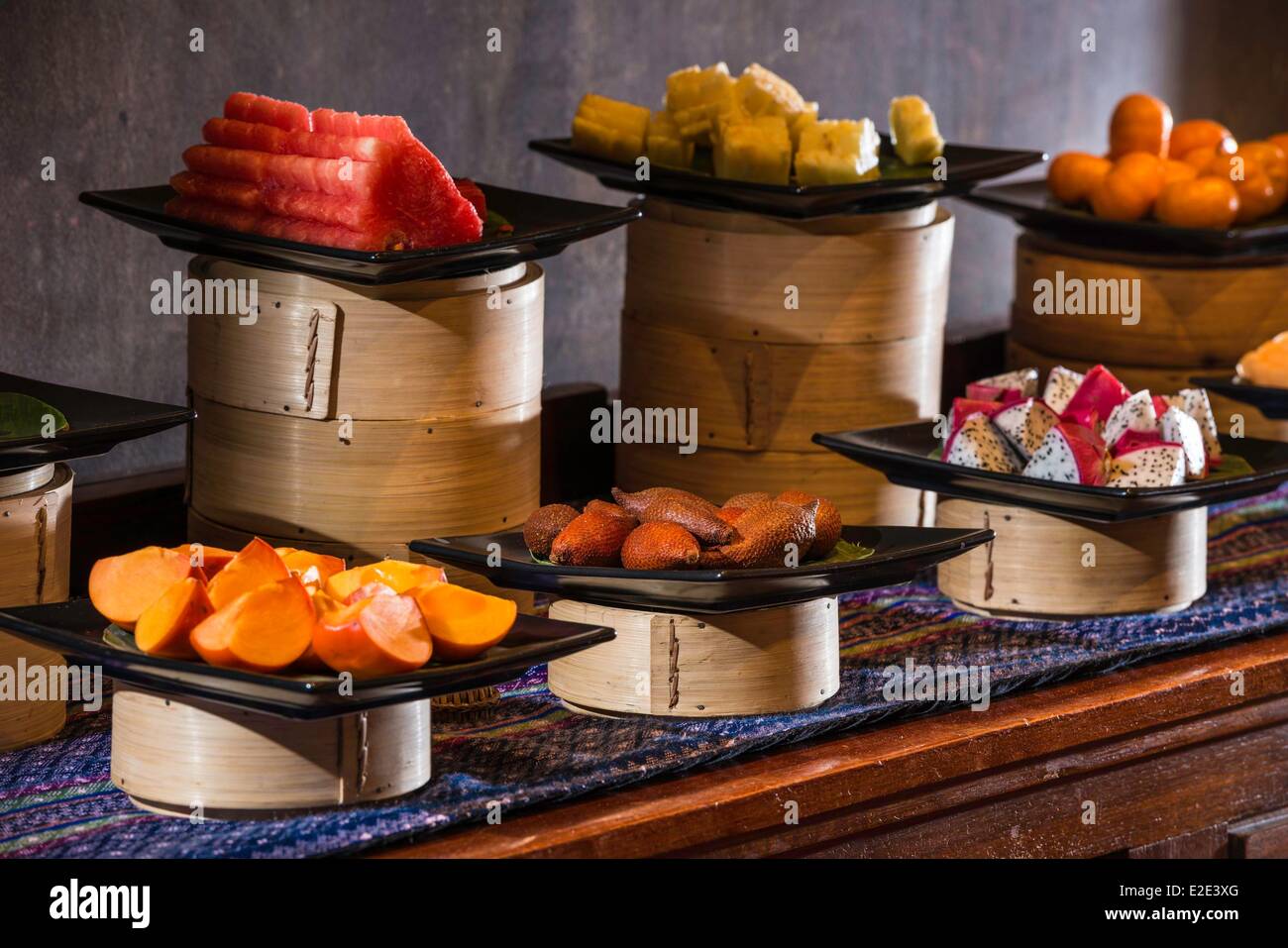 Myanmar (Burma) Yangon Division Yangon Governor Residence Hotel Obstbuffet Stockfoto