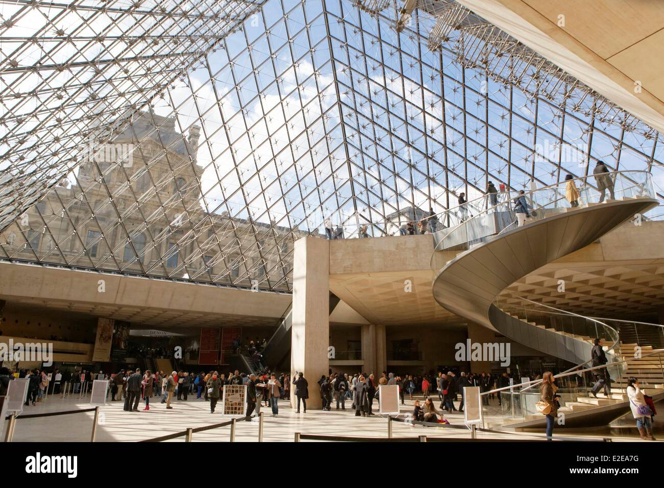 Frankreich, Paris, Musée du Louvre Eingang (Louvre-Museum), Glaspyramide des Architekten Ieoh ...