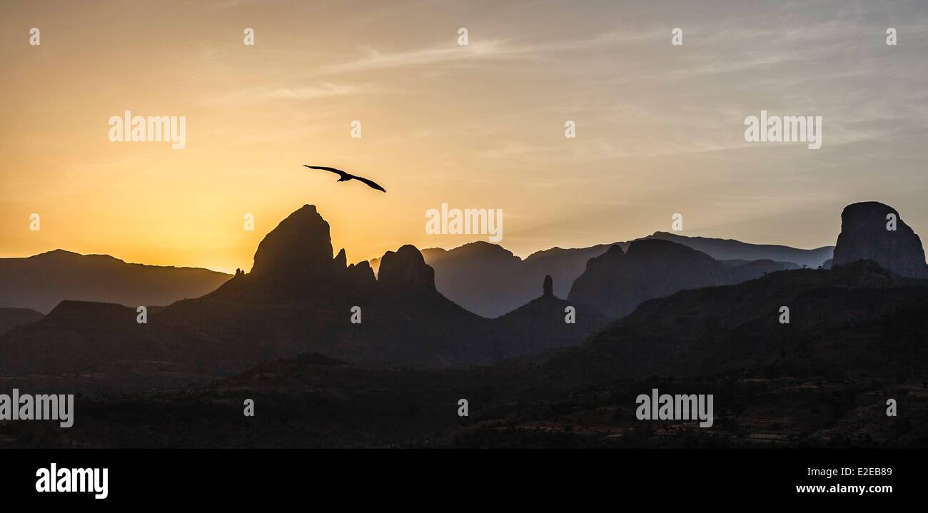 Äthiopien, Amhara Region, Adi Arkay Simien Mountains National Park als Weltkulturerbe der UNESCO, Sonnenaufgang auf dem Berg aufgeführt Stockfoto