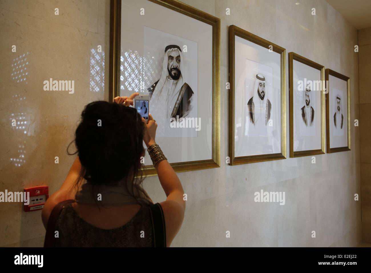 Vereinigte Arabische Emirate, Abu Dhabi, Luxushotel und Spa Anantara Osten Mangroven, Fotografie Exhibitoon des M.Lewis Stockfoto