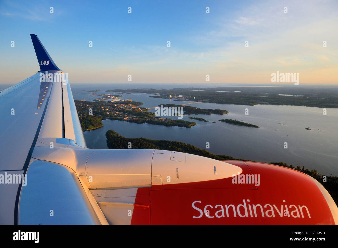 Schweden, Vasterbotten County, SAS Flug nähert sich Umea (Luftbild) Stockfoto