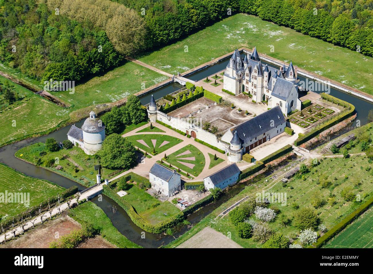 Frankreich, Maine et Loire, Saint-Martin De La Place, Chateau de Boumois (Luftbild) Stockfoto