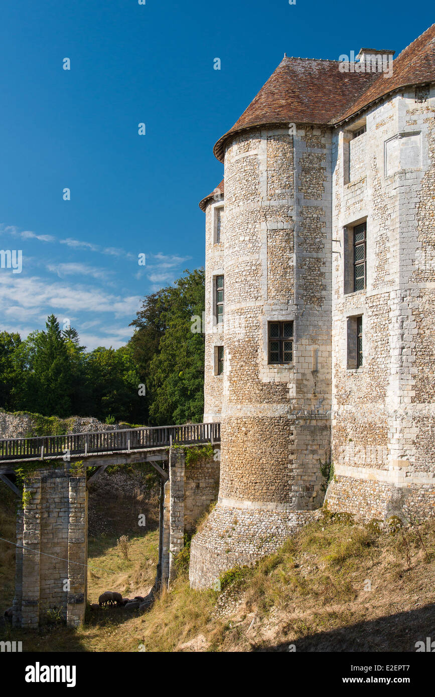 Frankreich, Eure, Harcourt, Chateau Harcourt, die Festung aus dem 12. Jahrhundert, Bergfried Stockfoto