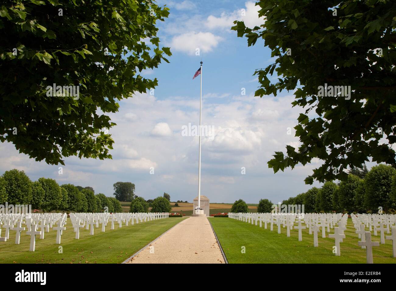 Frankreich, Aisne, Bony, amerikanischer Militärfriedhof, ein Ort der Erinnerung an den großen Krieg Stockfoto