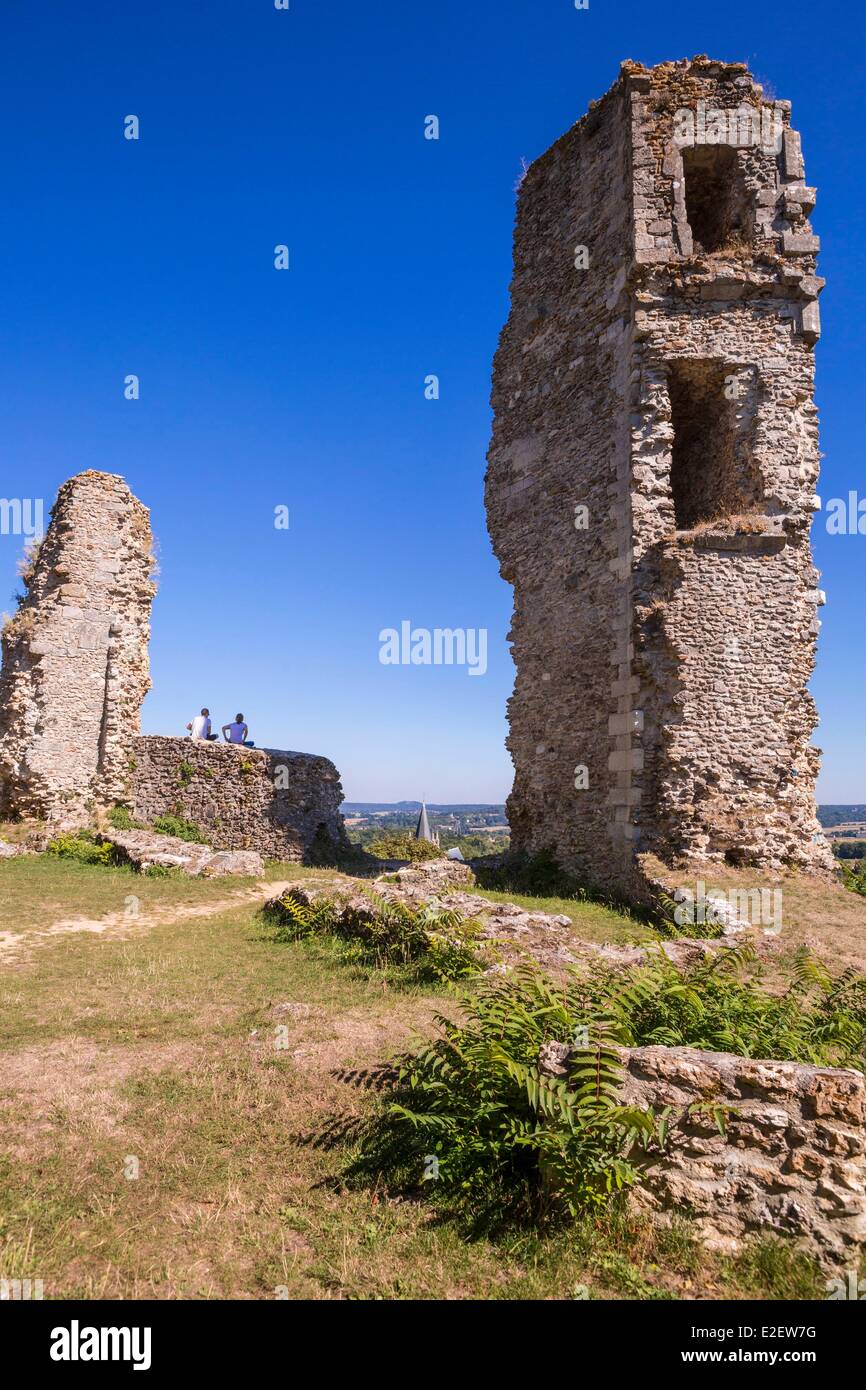 Frankreich, Yvelines, Montfort l'Amaury, das Schloss, erbaut im 12. Jahrhundert, zerstört während des Hundertjährigen Krieges, bleibt die Stockfoto