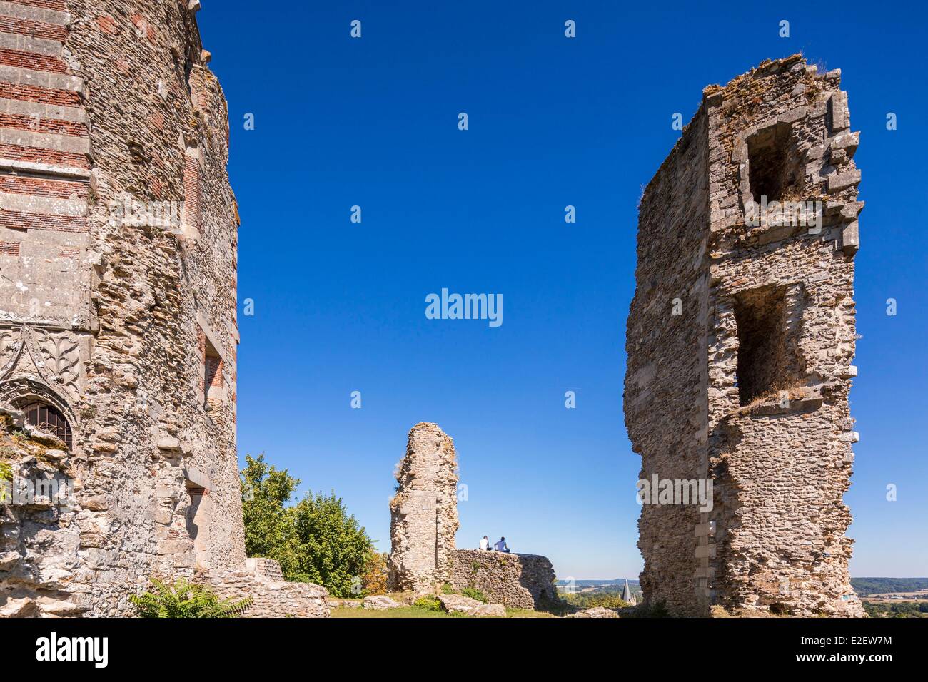 L'Amaury Frankreich Yvelines Montfort die Burg aus dem 12. Jahrhundert, die während des Hundertjährigen Krieges zerstört bleibt die Ruinen Stockfoto