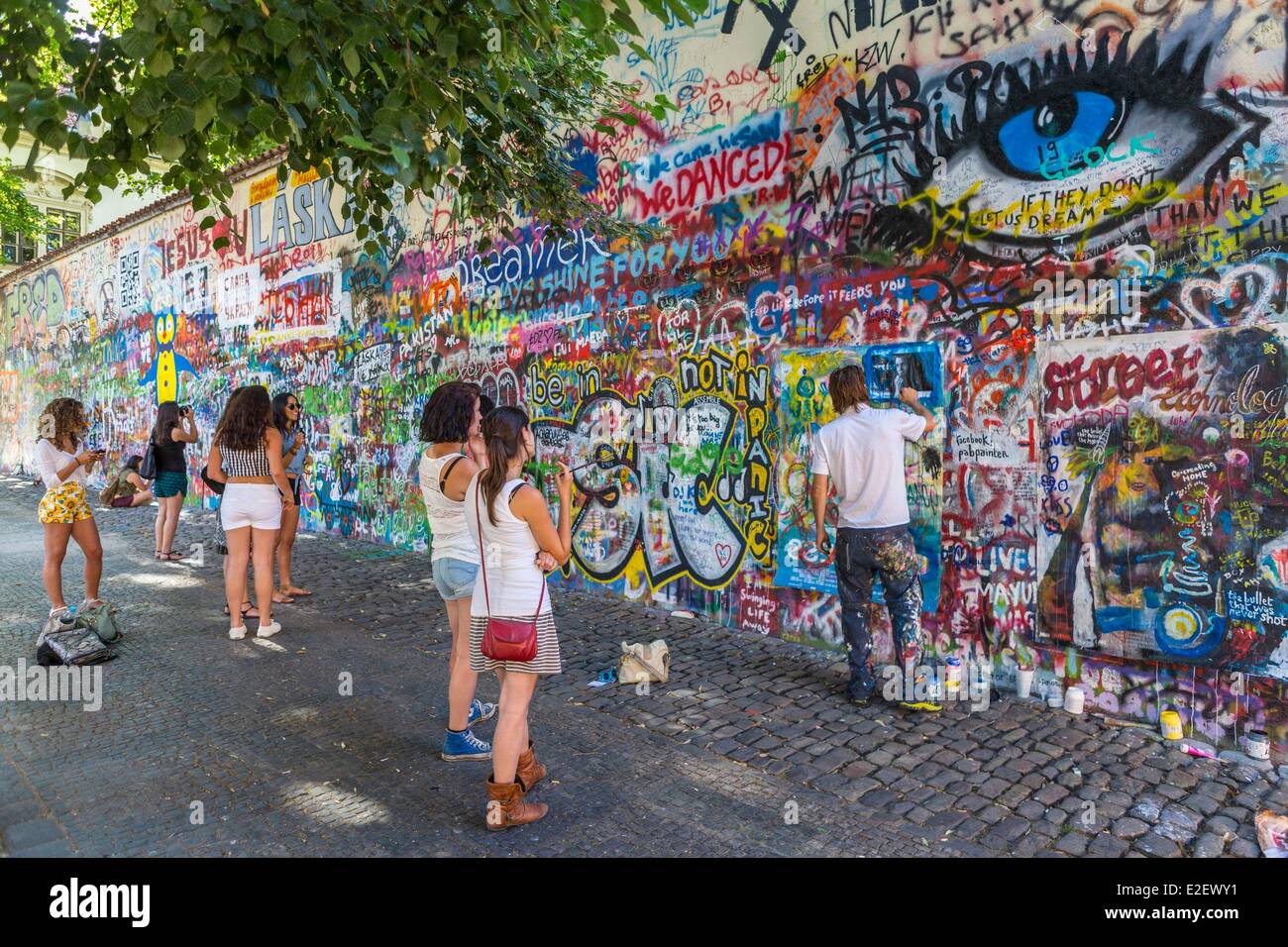 Tschechische Republik-Prag-Altstadt Weltkulturerbe von UNESCO Mala Strana Wandbild zur Erinnerung an John Lennon Stockfoto