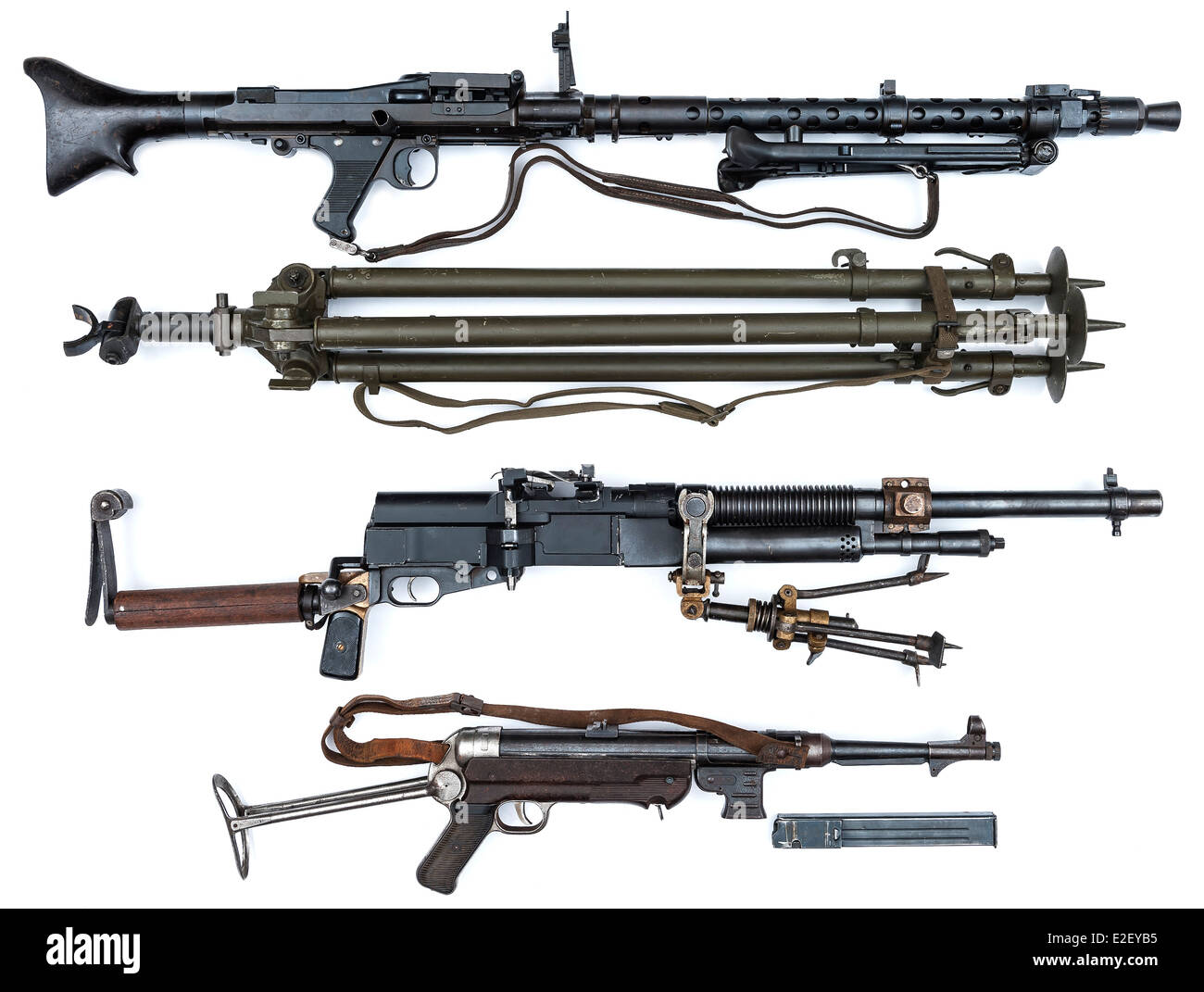 Weltkrieg zwei Maschinengewehre und ein Stativ Stockfoto