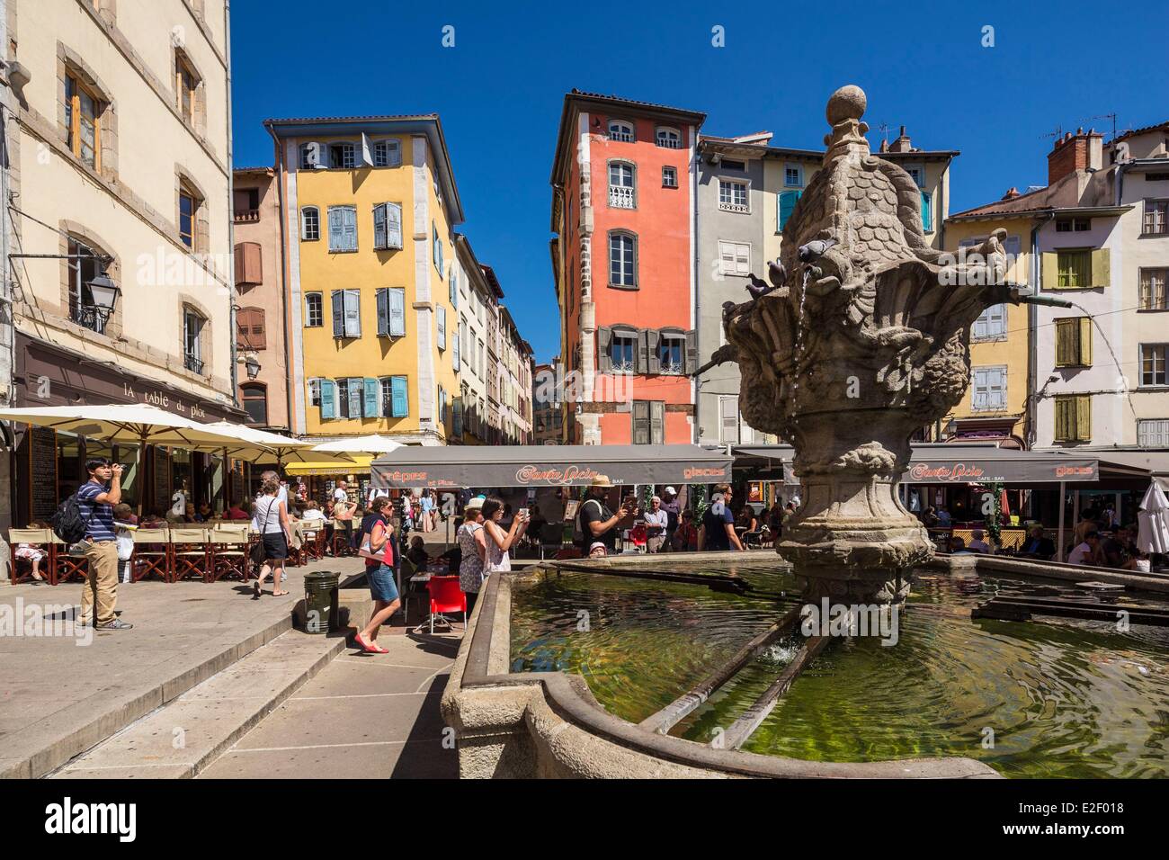 Frankreich, Haute-Loire, Le Puy En Velay, ein Anschlag auf el Camino de Santiago, platziere du Feld, Ausgangspunkt der Via Podiensis Stockfoto