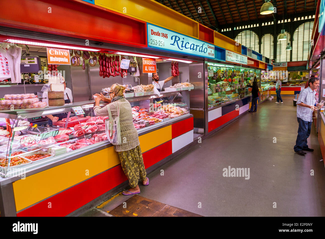 Mercado Central de Atarazanas, Markthalle in Málaga, Costa Del Sol, Andalusien, Spanien, Europa. Stockfoto