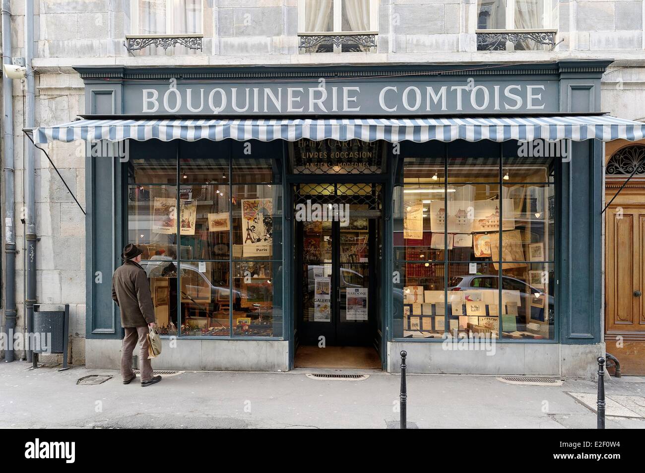 Das historische Zentrum, Bouquinerie Comtoise, Besancon, Doubs, Frankreich Stockfoto