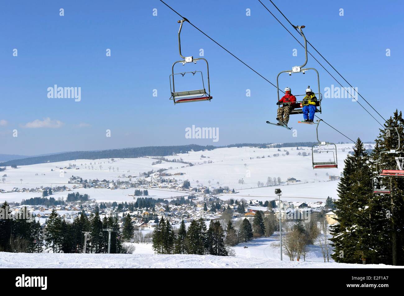 Frankreich, Doubs, Metabief, Mont d ' or Winter Sport Bahnhof Stockfoto