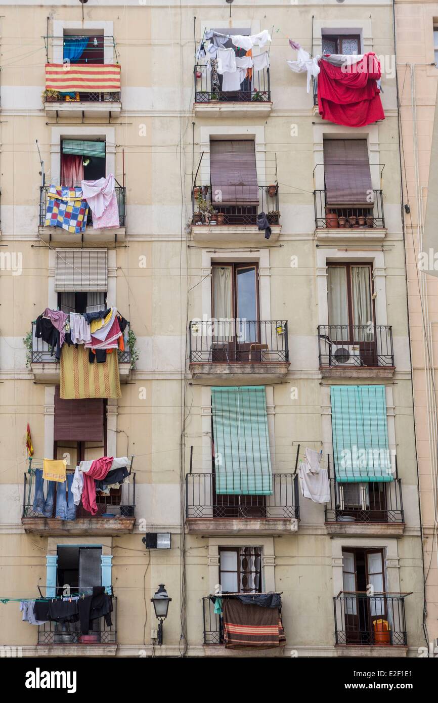 Spanien, Katalonien, Barcelona, El Raval, Gebäude-Fassade Stockfoto