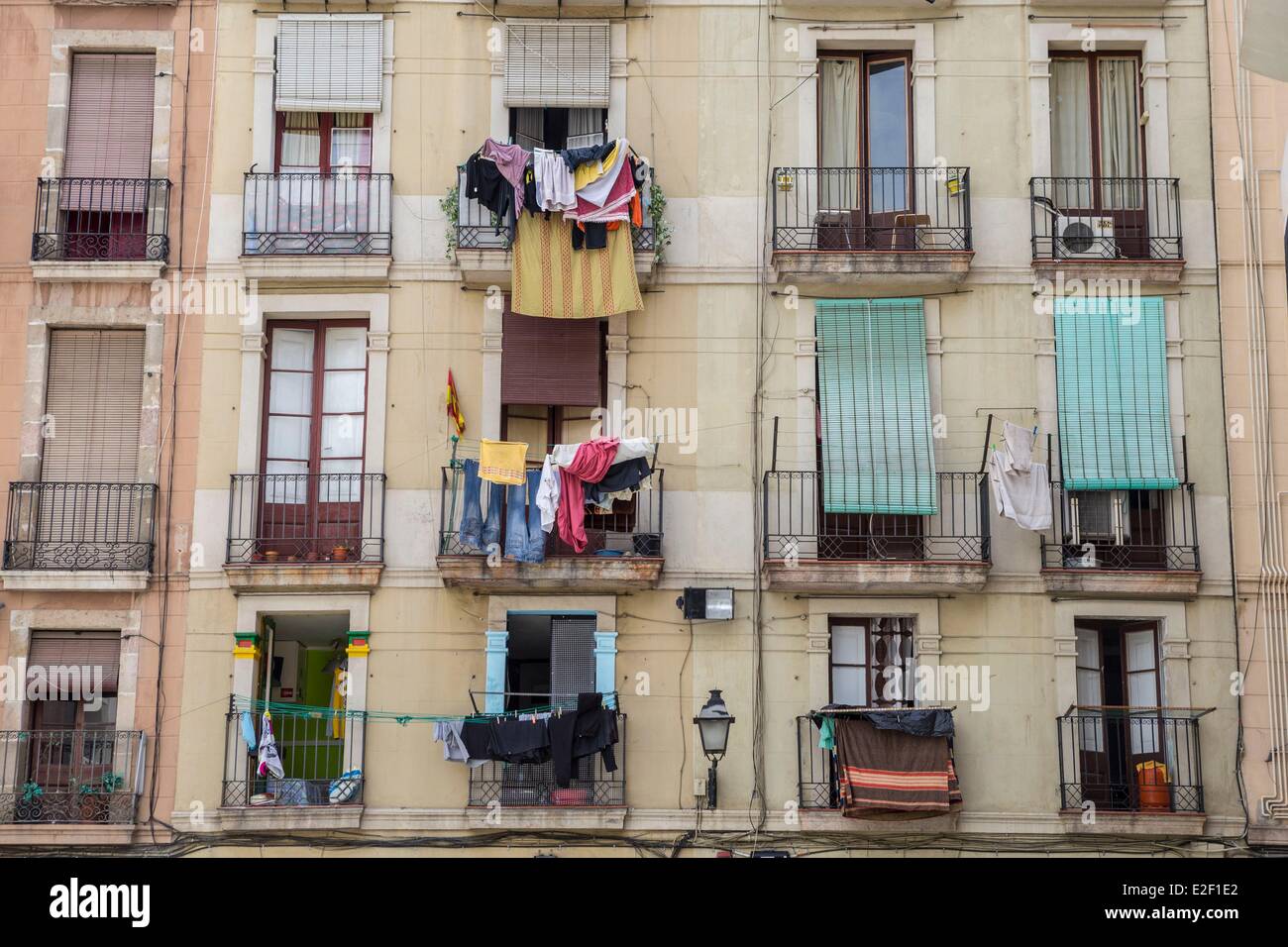 Spanien, Katalonien, Barcelona, El Raval, Gebäude-Fassade Stockfoto