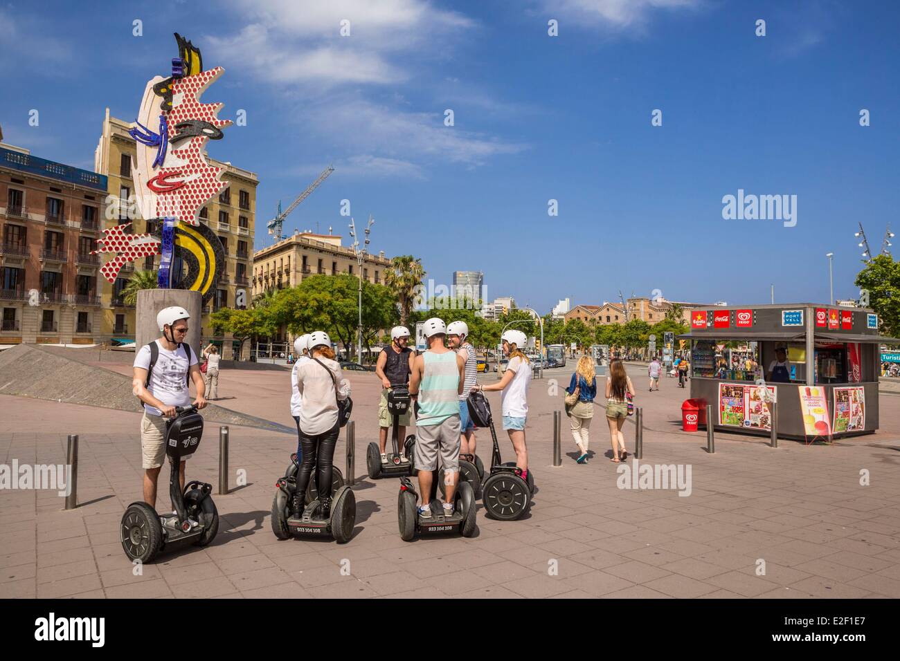 Spanien, Katalonien, Barcelona, Port Vell, Sehenswürdigkeiten in Segway, Skulptur Cap de Barcelona (1992) Stockfoto